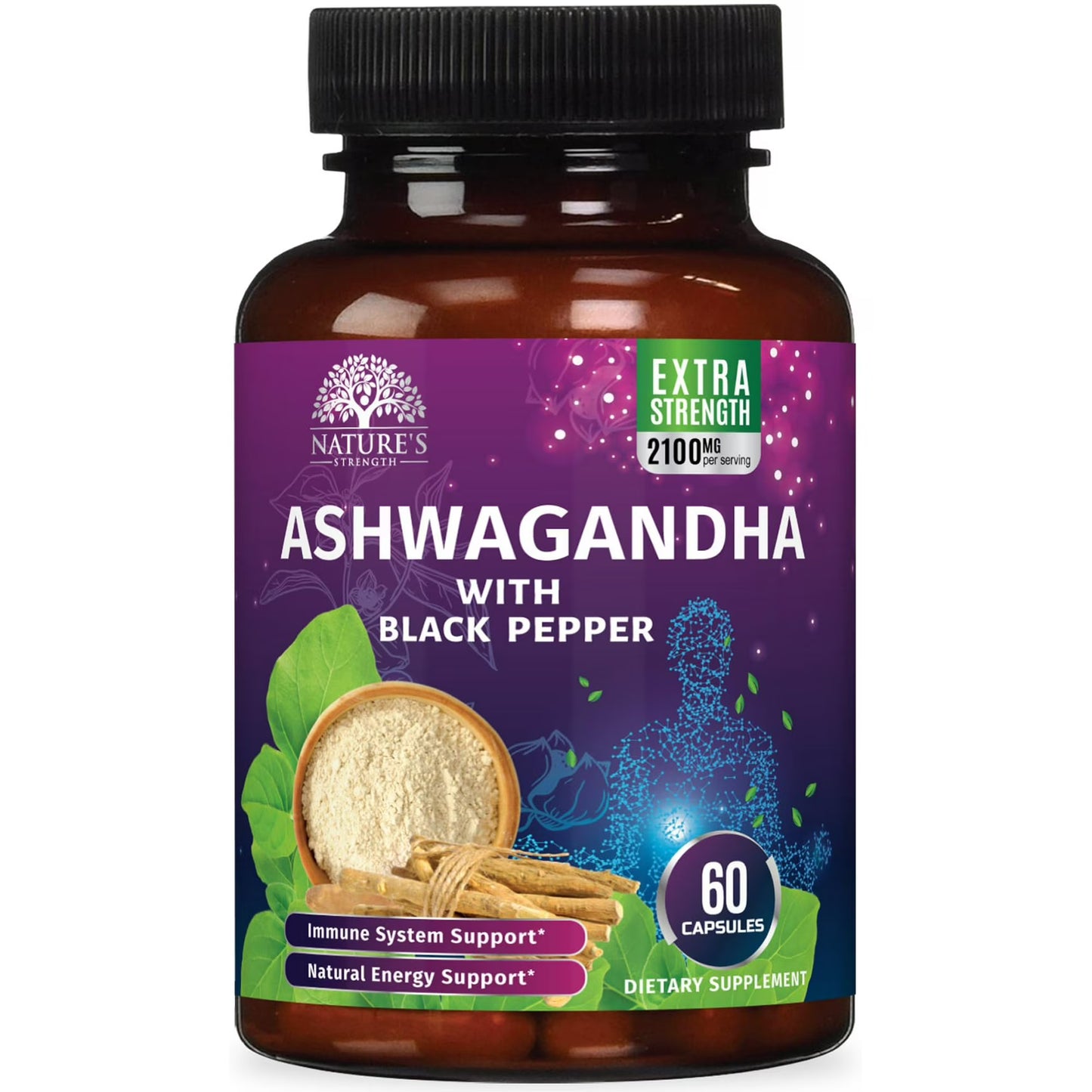 Special Ashwagandha Made With Black Pepper Extra Strength 2100mg – Immune & Energy Support Supplement