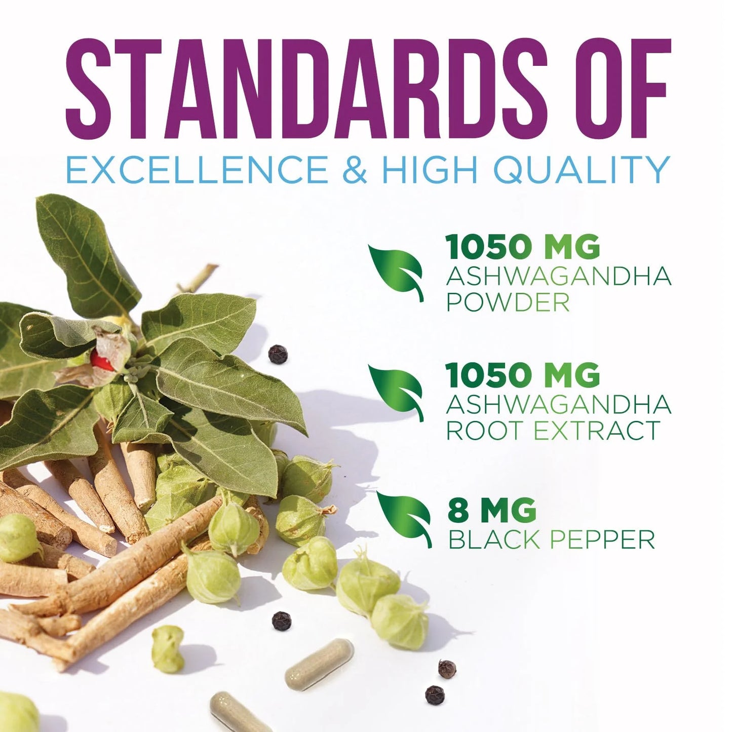 Experience Ultimate Wellness with Organic Ashwagandha Extra Strength 1950 mg - Premium Vegan Capsules for Stress, Immune, and Thyroid Support - 120 Count