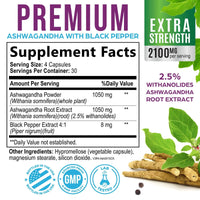 Experience Ultimate Wellness with Organic Ashwagandha Extra Strength 1950 mg - Premium Vegan Capsules for Stress, Immune, and Thyroid Support - 120 Count
