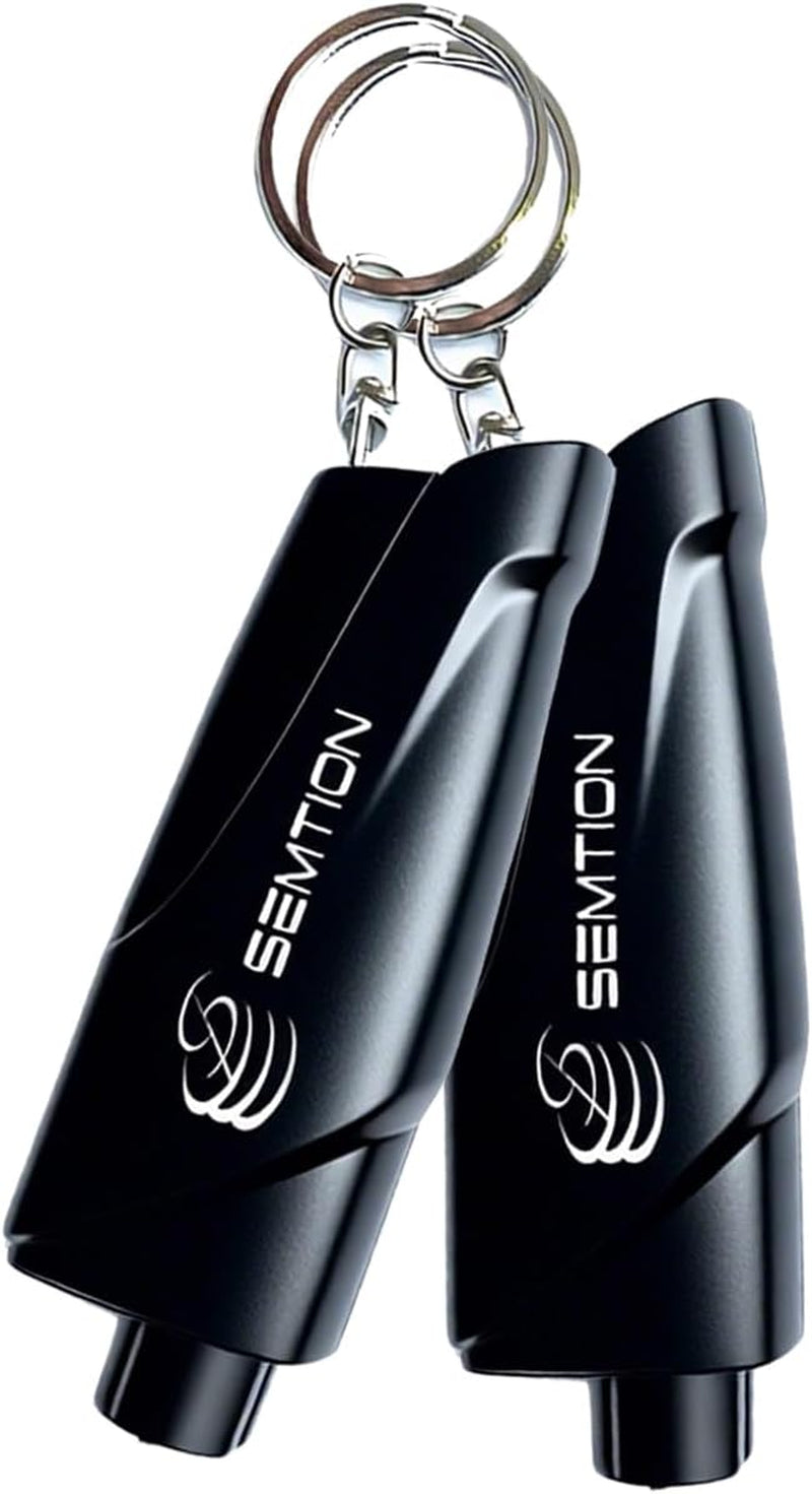 Window Breaker Seatbelt Cutter with Keychain Car Emergency Escape Tool for Land and Underwater, Pack of 2 (Black-Black)
