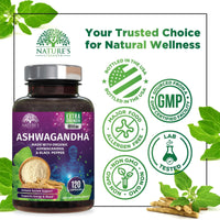 Experience Ultimate Wellness with Organic Ashwagandha Extra Strength 1950 mg - Premium Vegan Capsules for Stress, Immune, and Thyroid Support - 120 Count