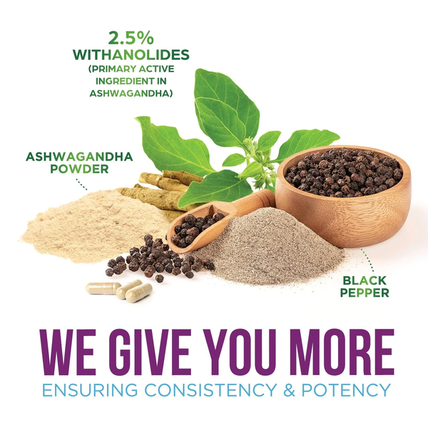 Experience Ultimate Wellness with Organic Ashwagandha Extra Strength 1950 mg - Premium Vegan Capsules for Stress, Immune, and Thyroid Support - 120 Count